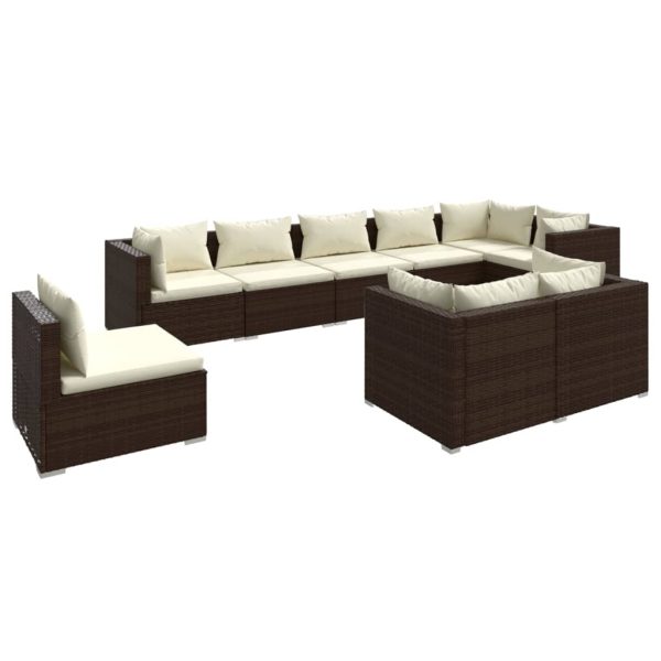 9-Delige Loungeset Met Kussens Poly Rattan - Afbeelding 2