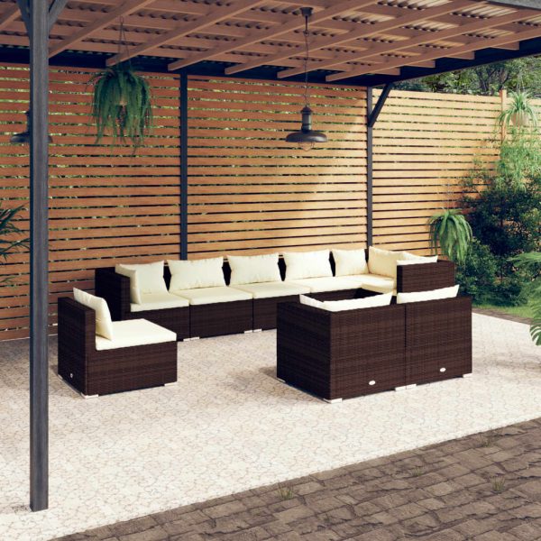 9-Delige Loungeset Met Kussens Poly Rattan