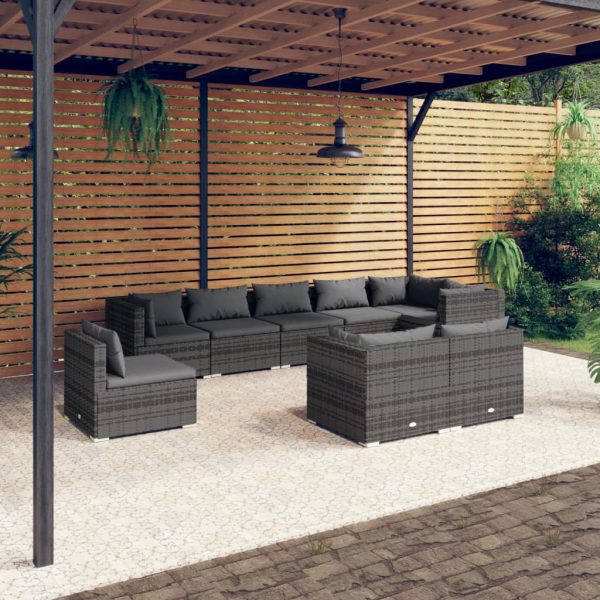 9-Delige Loungeset Met Kussens Poly Rattan - Afbeelding 10