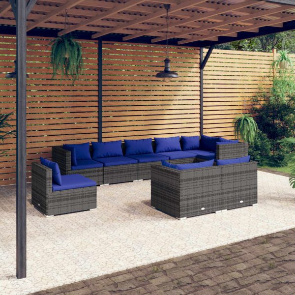 9-Delige Loungeset Met Kussens Poly Rattan - Afbeelding 11