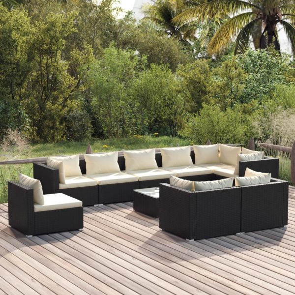 10-Delige Loungeset Met Kussens Poly Rattan - Afbeelding 10