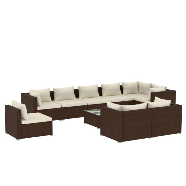 10-Delige Loungeset Met Kussens Poly Rattan - Afbeelding 2