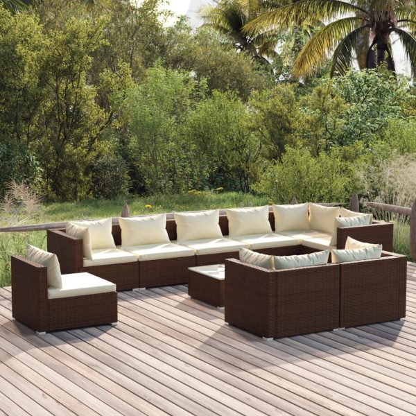 10-Delige Loungeset Met Kussens Poly Rattan