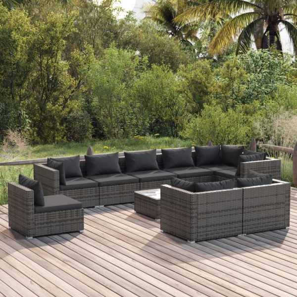 10-Delige Loungeset Met Kussens Poly Rattan - Afbeelding 11