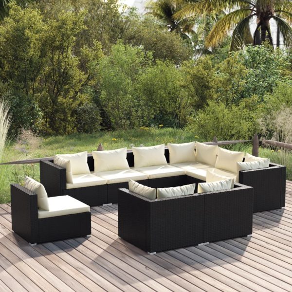 9-Delige Loungeset Met Kussens Poly Rattan - Afbeelding 8