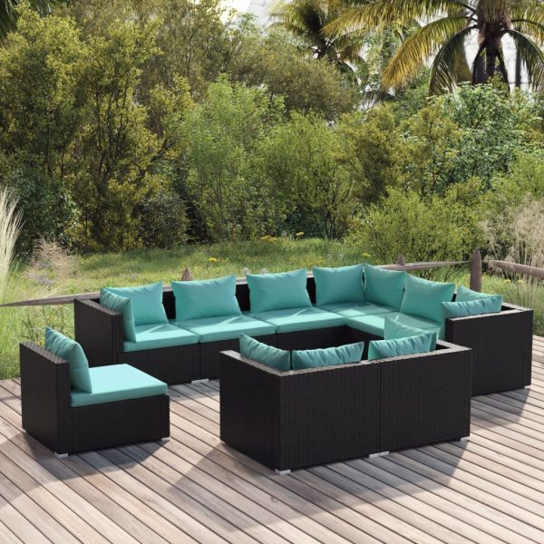 9-Delige Loungeset Met Kussens Poly Rattan - Afbeelding 9