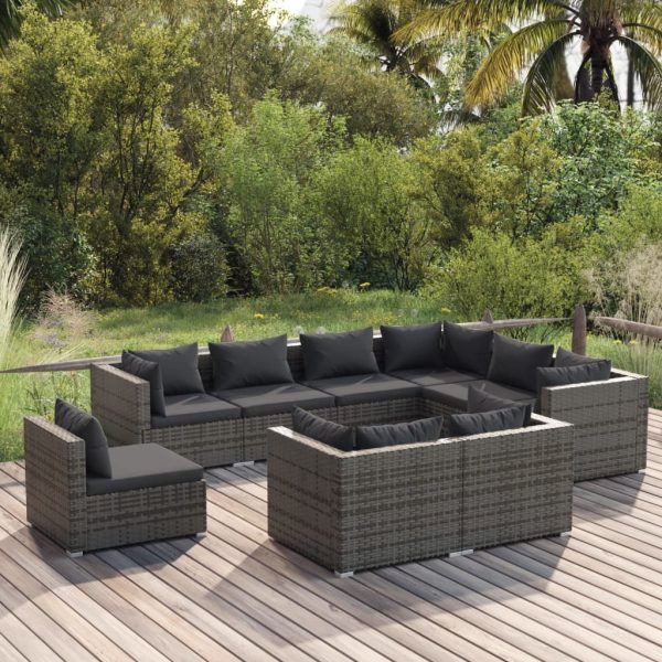 9-Delige Loungeset Met Kussens Poly Rattan - Afbeelding 10