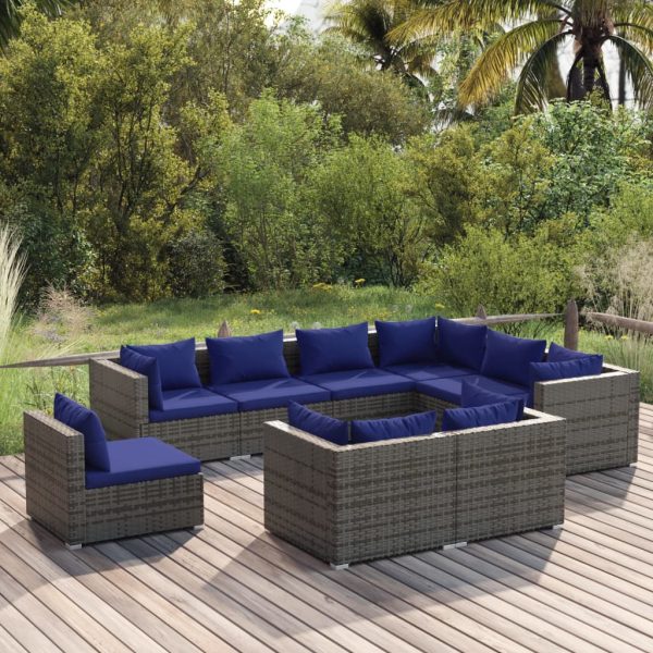 9-Delige Loungeset Met Kussens Poly Rattan - Afbeelding 11