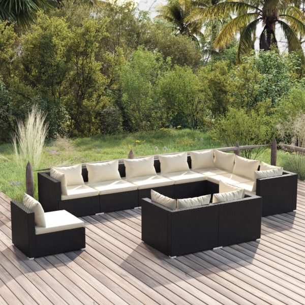 10-Delige Loungeset Met Kussens Poly Rattan - Afbeelding 8