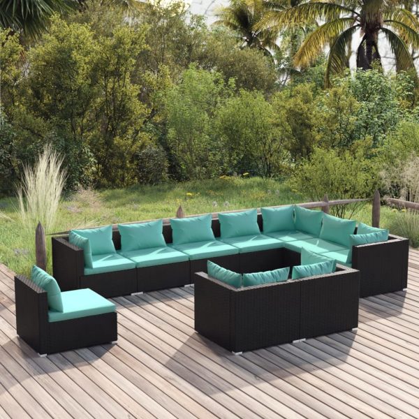 10-Delige Loungeset Met Kussens Poly Rattan - Afbeelding 9