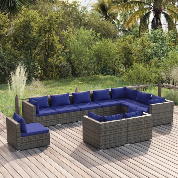 10-Delige Loungeset Met Kussens Poly Rattan - Afbeelding 11