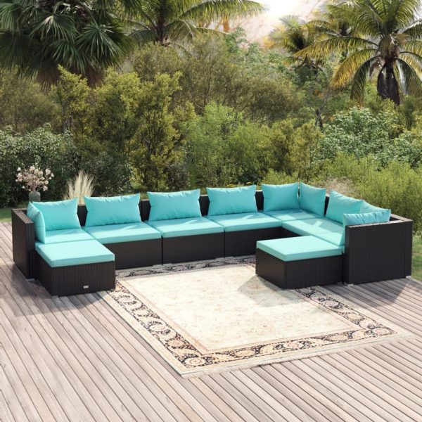 9-Delige Loungeset Met Kussens Poly Rattan - Afbeelding 13