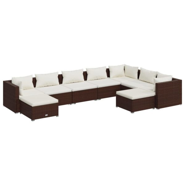 9-Delige Loungeset Met Kussens Poly Rattan - Afbeelding 2