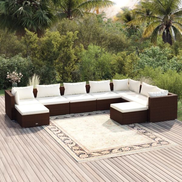 9-Delige Loungeset Met Kussens Poly Rattan