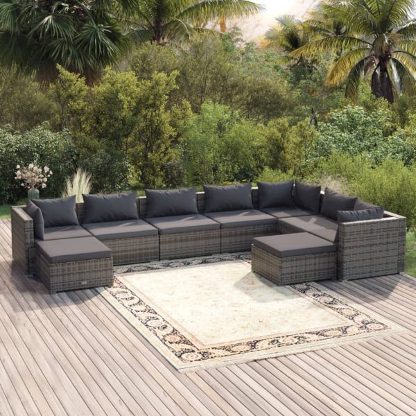 9-Delige Loungeset Met Kussens Poly Rattan - Afbeelding 14