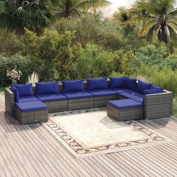 9-Delige Loungeset Met Kussens Poly Rattan - Afbeelding 15