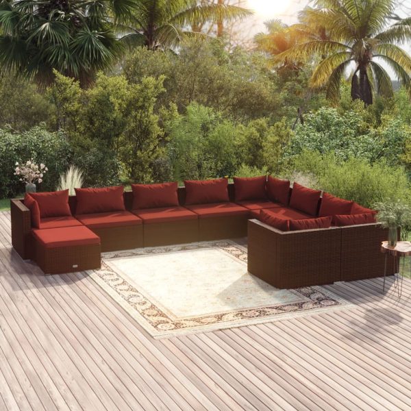 10-Delige Loungeset Met Kussens Poly Rattan - Afbeelding 13