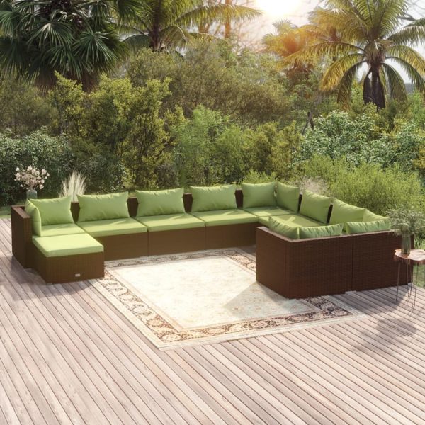 10-Delige Loungeset Met Kussens Poly Rattan - Afbeelding 14