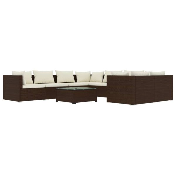 9-Delige Loungeset Met Kussens Poly Rattan - Afbeelding 2