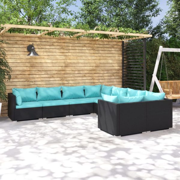 8-Delige Loungeset Met Kussens Poly Rattan - Afbeelding 11