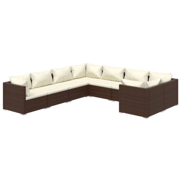 8-Delige Loungeset Met Kussens Poly Rattan - Afbeelding 2