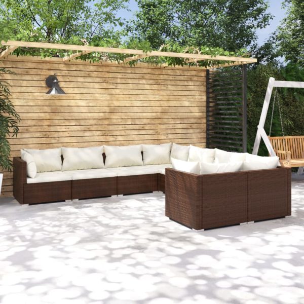 8-Delige Loungeset Met Kussens Poly Rattan