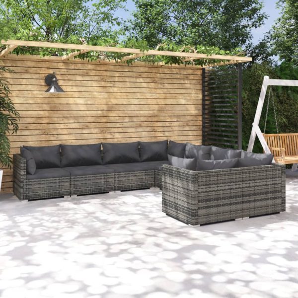 8-Delige Loungeset Met Kussens Poly Rattan - Afbeelding 12