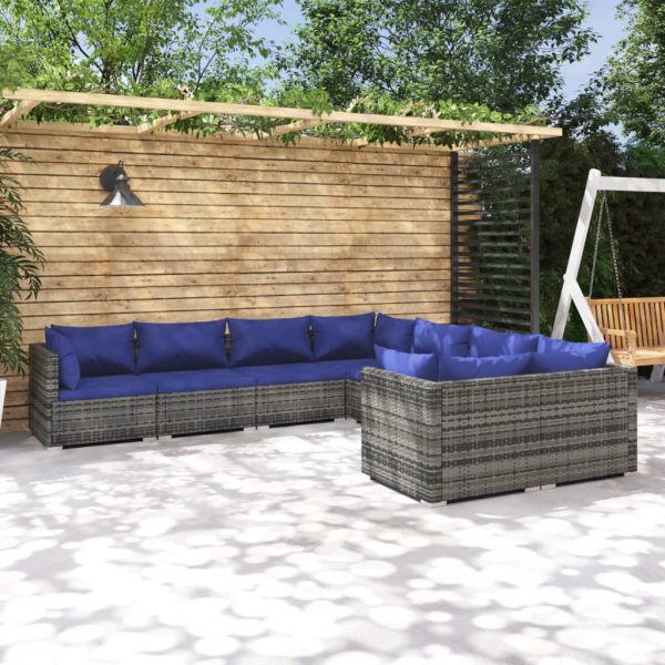 8-Delige Loungeset Met Kussens Poly Rattan - Afbeelding 13