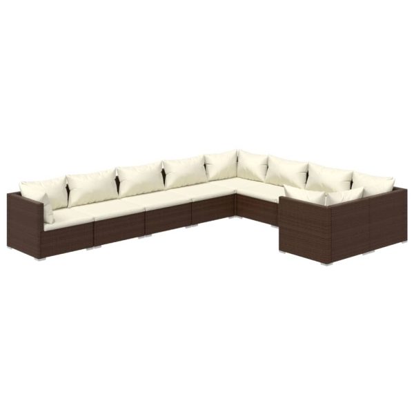 9-Delige Loungeset Met Kussens Poly Rattan - Afbeelding 2