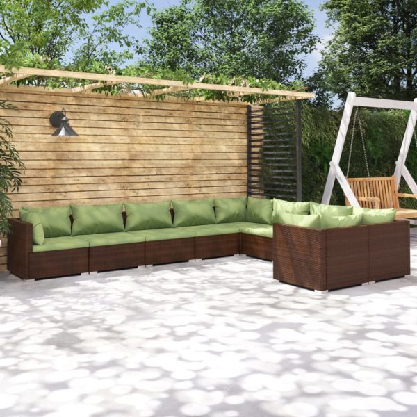 9-Delige Loungeset Met Kussens Poly Rattan - Afbeelding 11