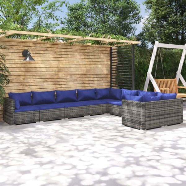 9-Delige Loungeset Met Kussens Poly Rattan - Afbeelding 13