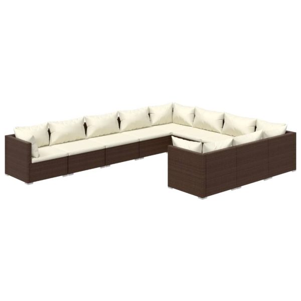 10-Delige Loungeset Met Kussens Poly Rattan - Afbeelding 2