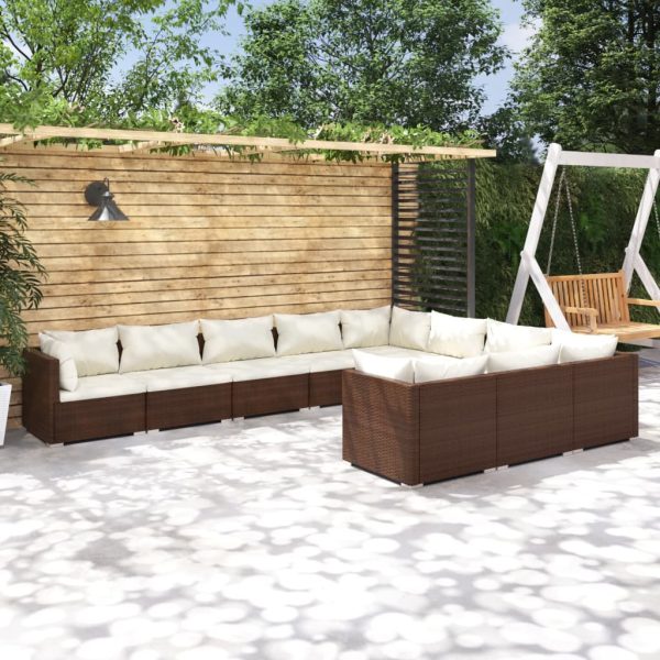 10-Delige Loungeset Met Kussens Poly Rattan