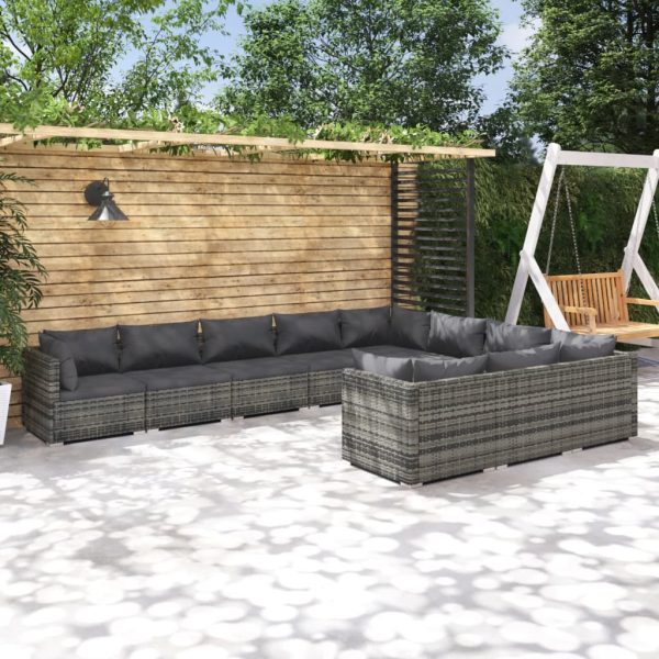 10-Delige Loungeset Met Kussens Poly Rattan - Afbeelding 12