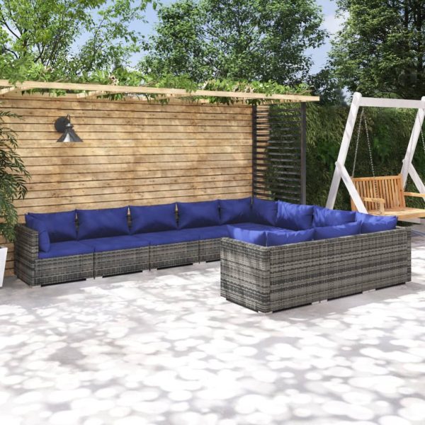 10-Delige Loungeset Met Kussens Poly Rattan - Afbeelding 13