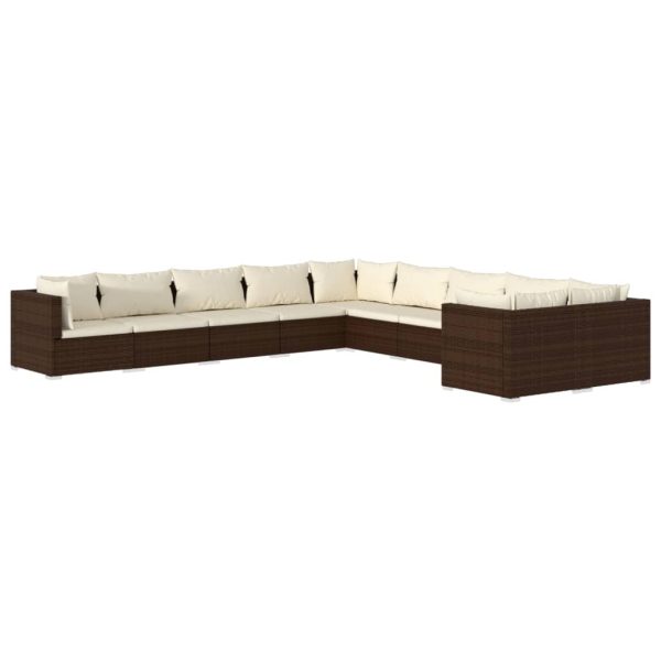 10-Delige Loungeset Met Kussens Poly Rattan - Afbeelding 2