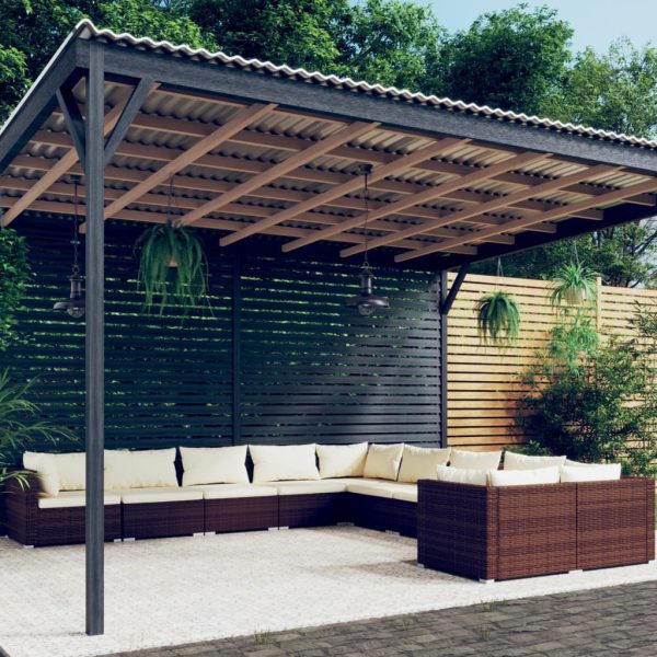 10-Delige Loungeset Met Kussens Poly Rattan