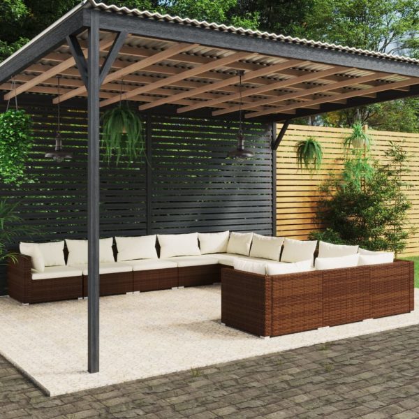 1 Loungeset Met Kussens Poly Rattan