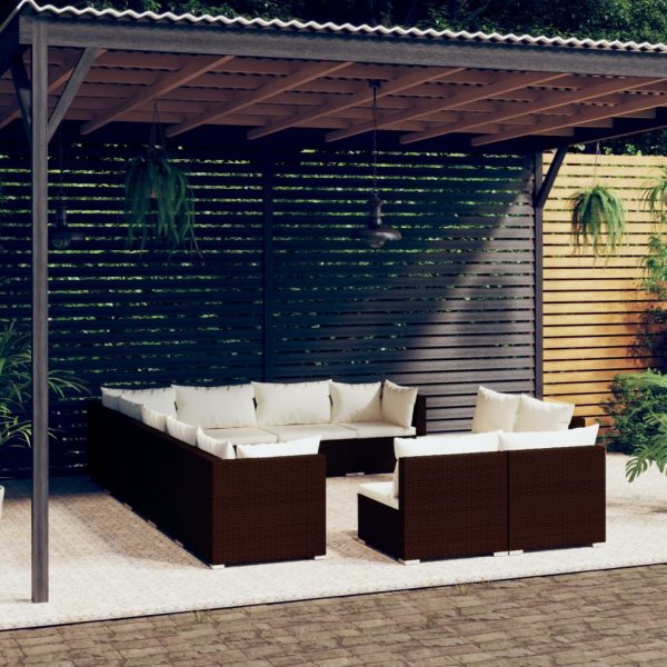 12-Delige Loungeset Met Kussens Poly Rattan