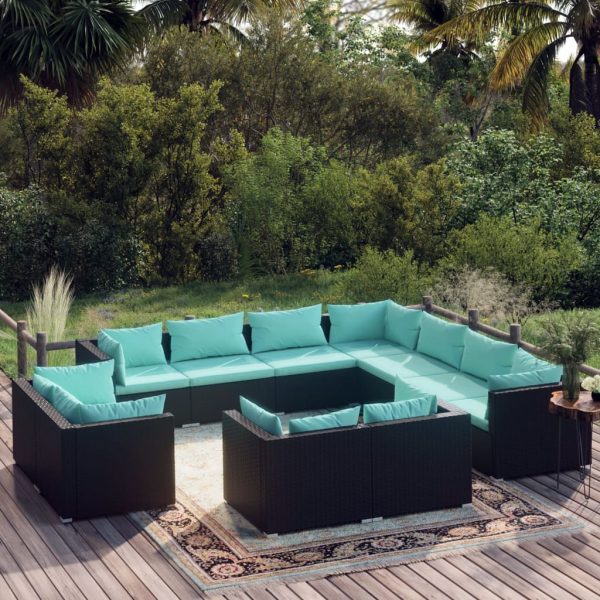 1 Loungeset Met Kussens Poly Rattan - Afbeelding 11