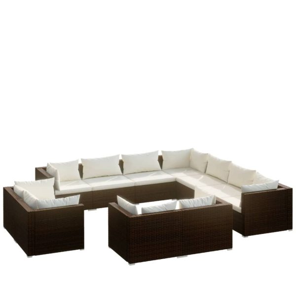 1 Loungeset Met Kussens Poly Rattan - Afbeelding 2