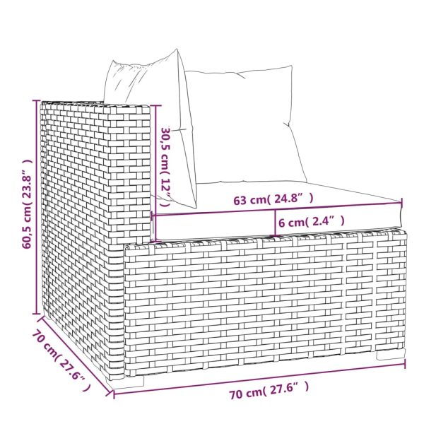 1 Loungeset Met Kussens Poly Rattan - Afbeelding 8