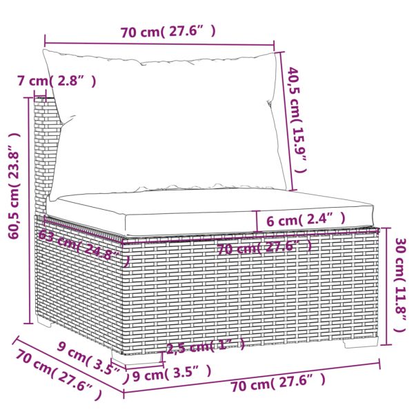 1 Loungeset Met Kussens Poly Rattan - Afbeelding 9