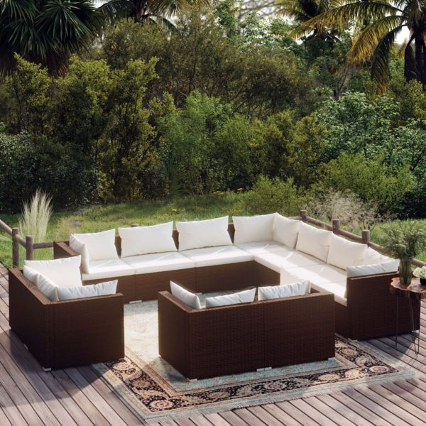 1 Loungeset Met Kussens Poly Rattan