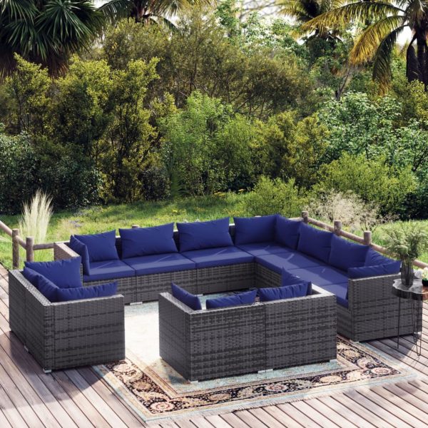 1 Loungeset Met Kussens Poly Rattan - Afbeelding 13