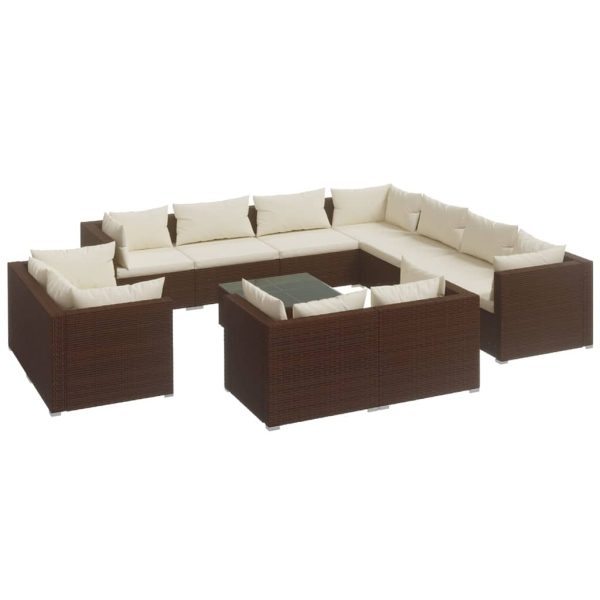 12-Delige Loungeset Met Kussens Poly Rattan - Afbeelding 2