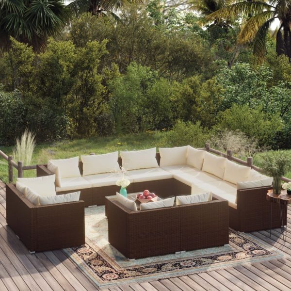 12-Delige Loungeset Met Kussens Poly Rattan