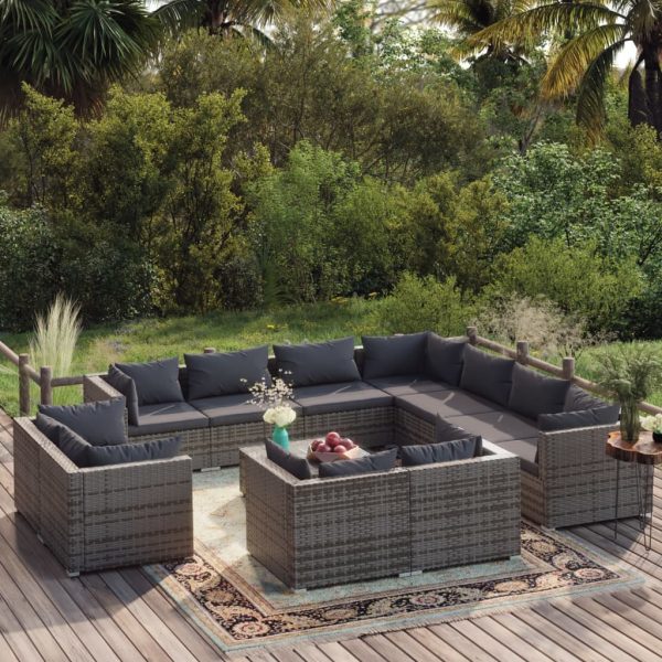 12-Delige Loungeset Met Kussens Poly Rattan - Afbeelding 14