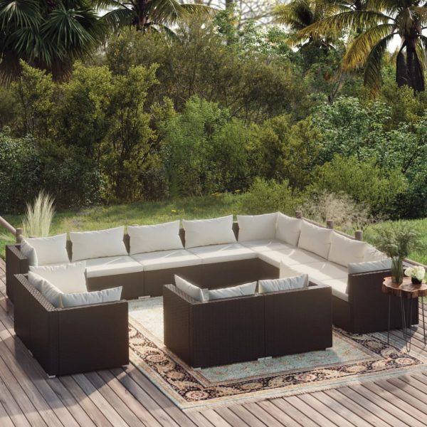 12-Delige Loungeset Met Kussens Poly Rattan - Afbeelding 10