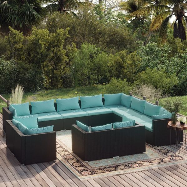 12-Delige Loungeset Met Kussens Poly Rattan - Afbeelding 11